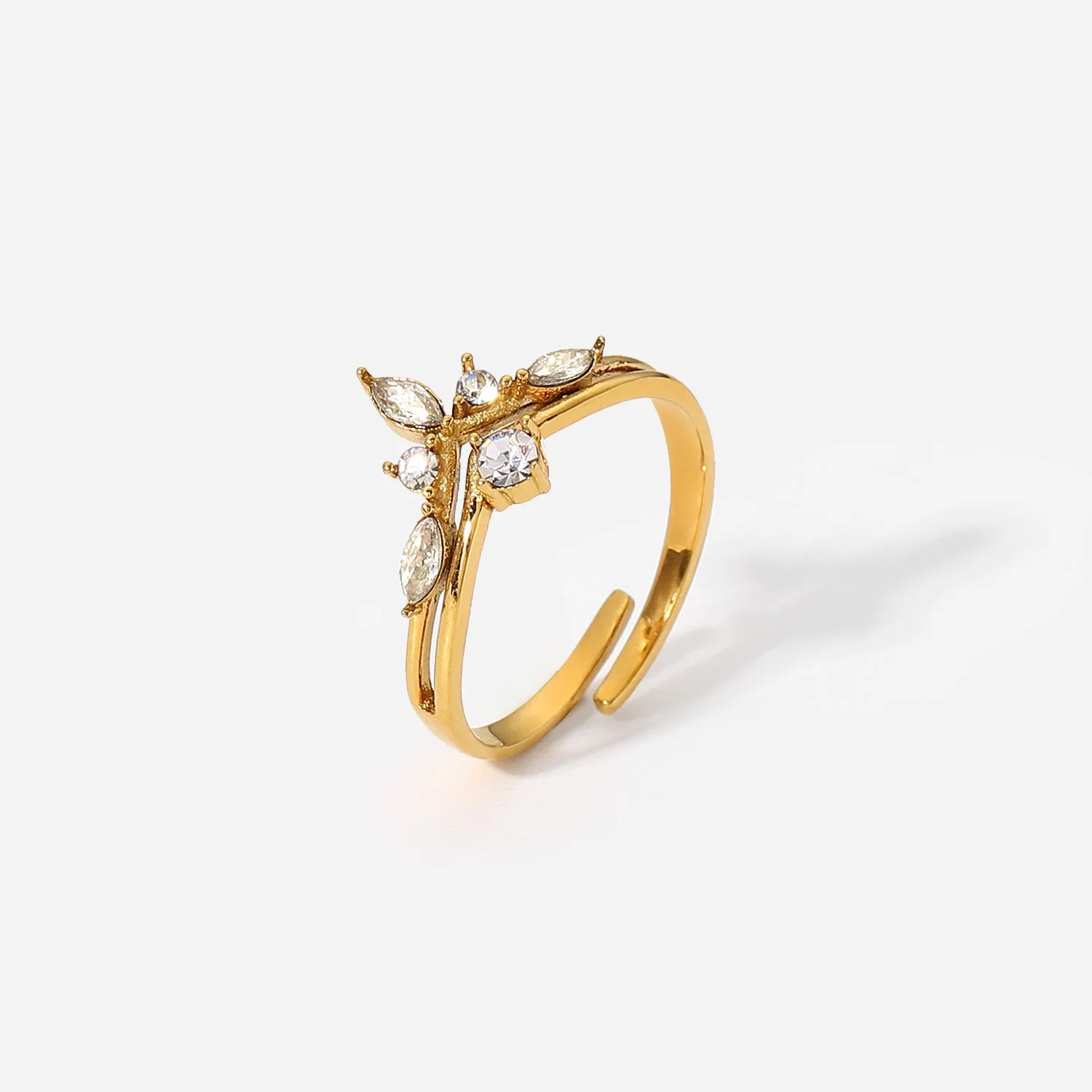 Blossom Sparkle Zirconia Ring - Elegant Floral Design | Nuriale