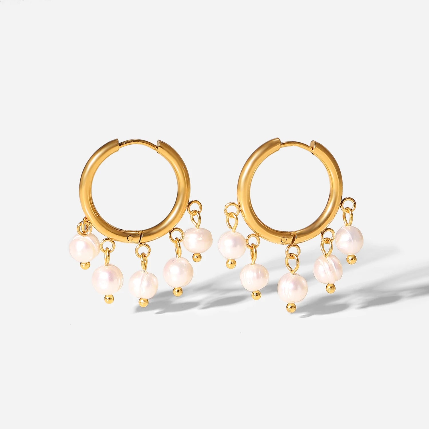 Pearl Tassel Hoop Earrings - Nuriale