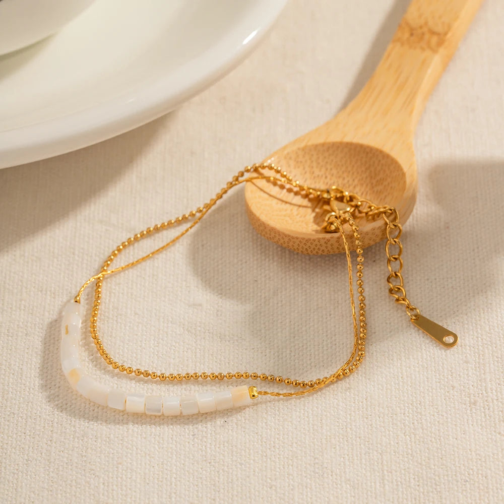 Double Layer Shell Beads Anklet - Nuriale