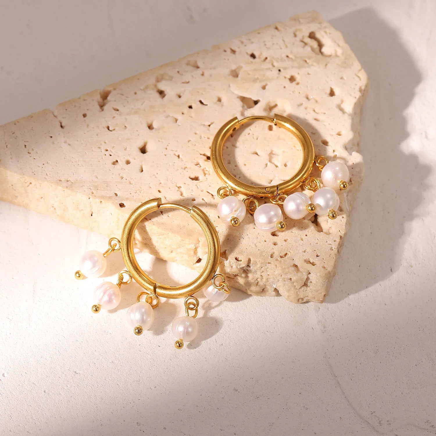 Pearl Tassel Hoop Earrings - Nuriale