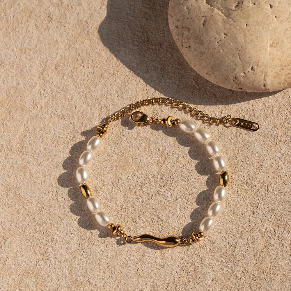 Glass Pearl Beads Chain Bracelet - Nuriale