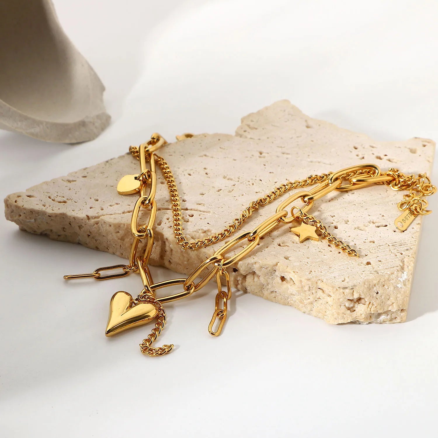 Celestial Heart Double Chain Bracelet - Bold & Elegant | Nuriale
