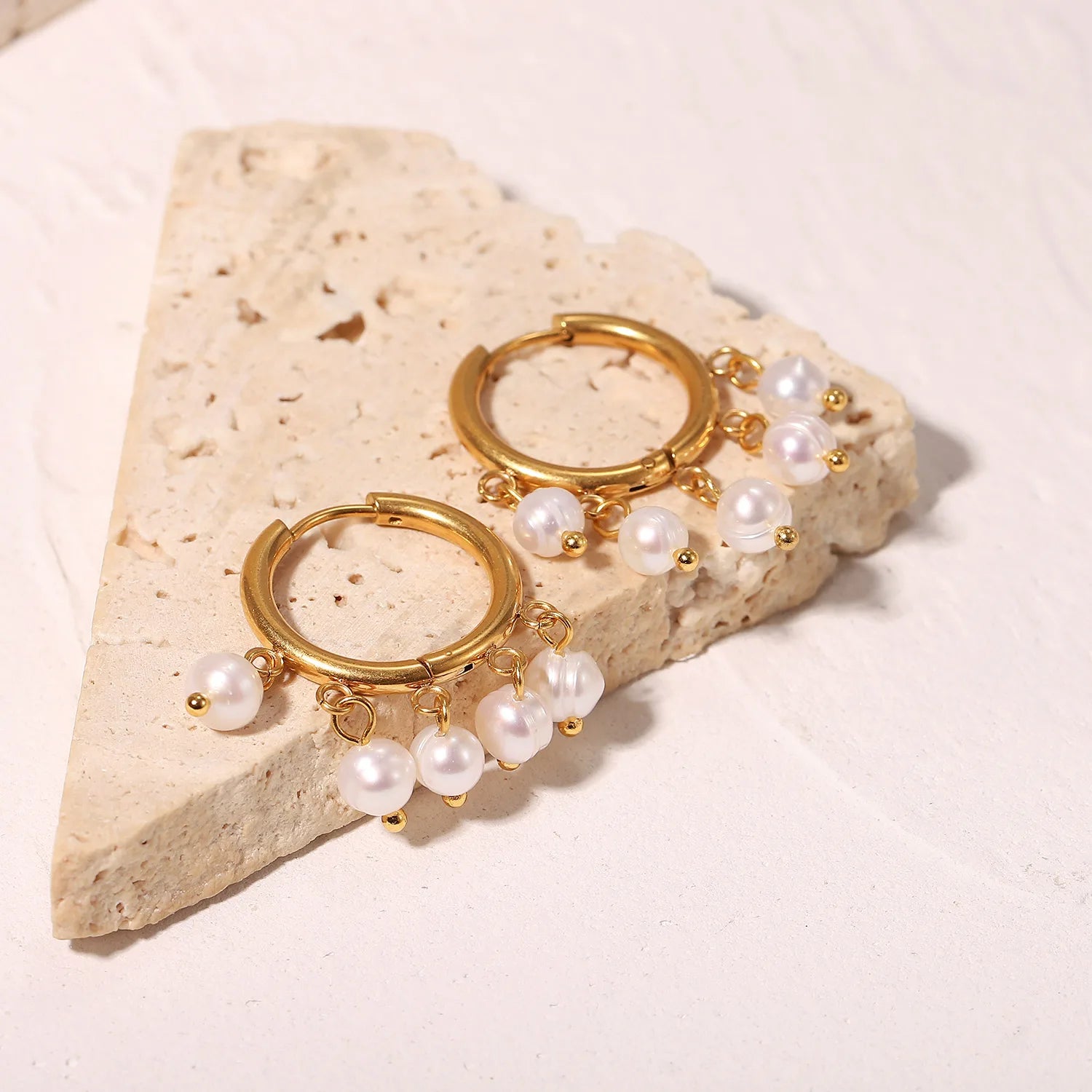 Pearl Tassel Hoop Earrings - Nuriale