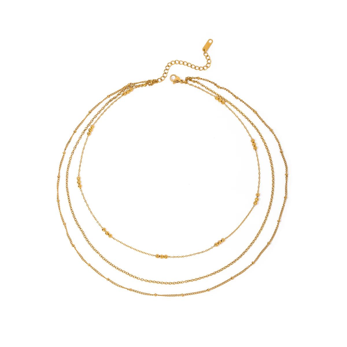 Beaded Layered Gold Necklace - Elegant Triple Layer Design | Nuriale
