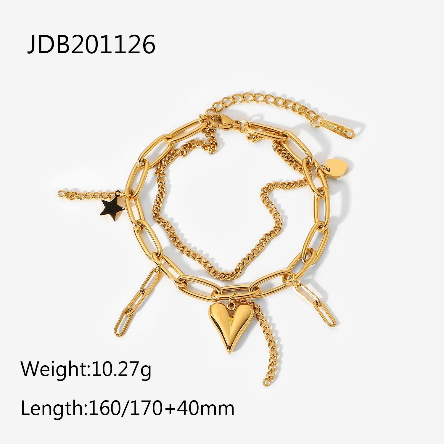 Celestial Heart Double Chain Bracelet - Bold & Elegant | Nuriale
