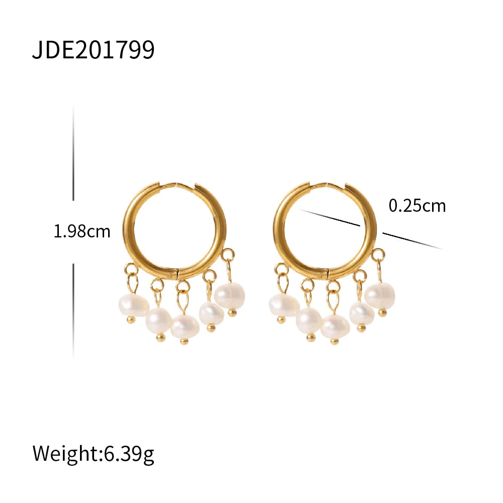 Pearl Tassel Hoop Earrings - Nuriale