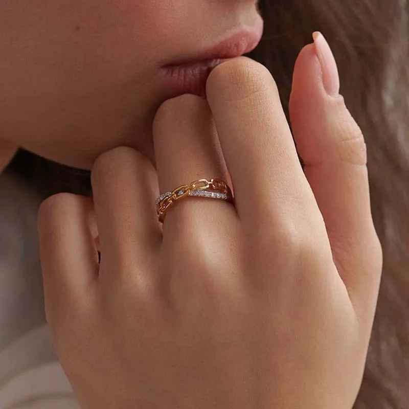 Crystal Chain Band Ring
