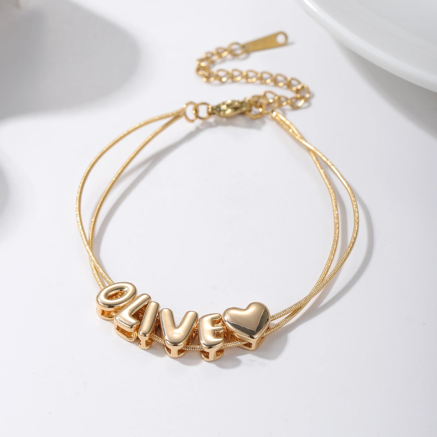 Custom Bubble Letter Charm Bracelet - Nuriale