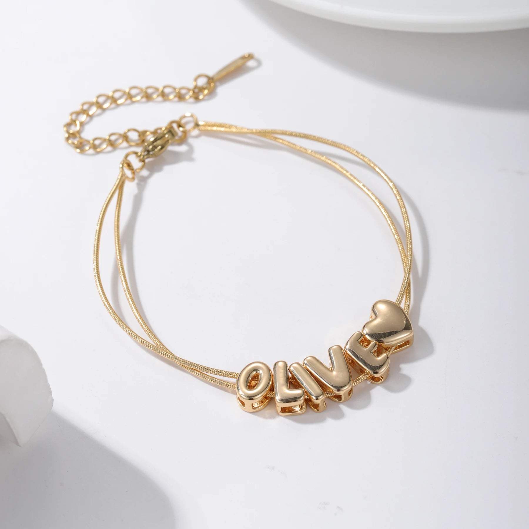 Custom Bubble Letter Charm Bracelet - Nuriale
