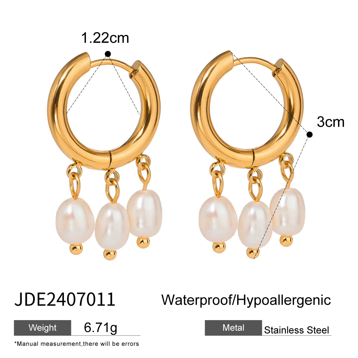 Triple Pearl Drop Hoop Earring - Nuriale